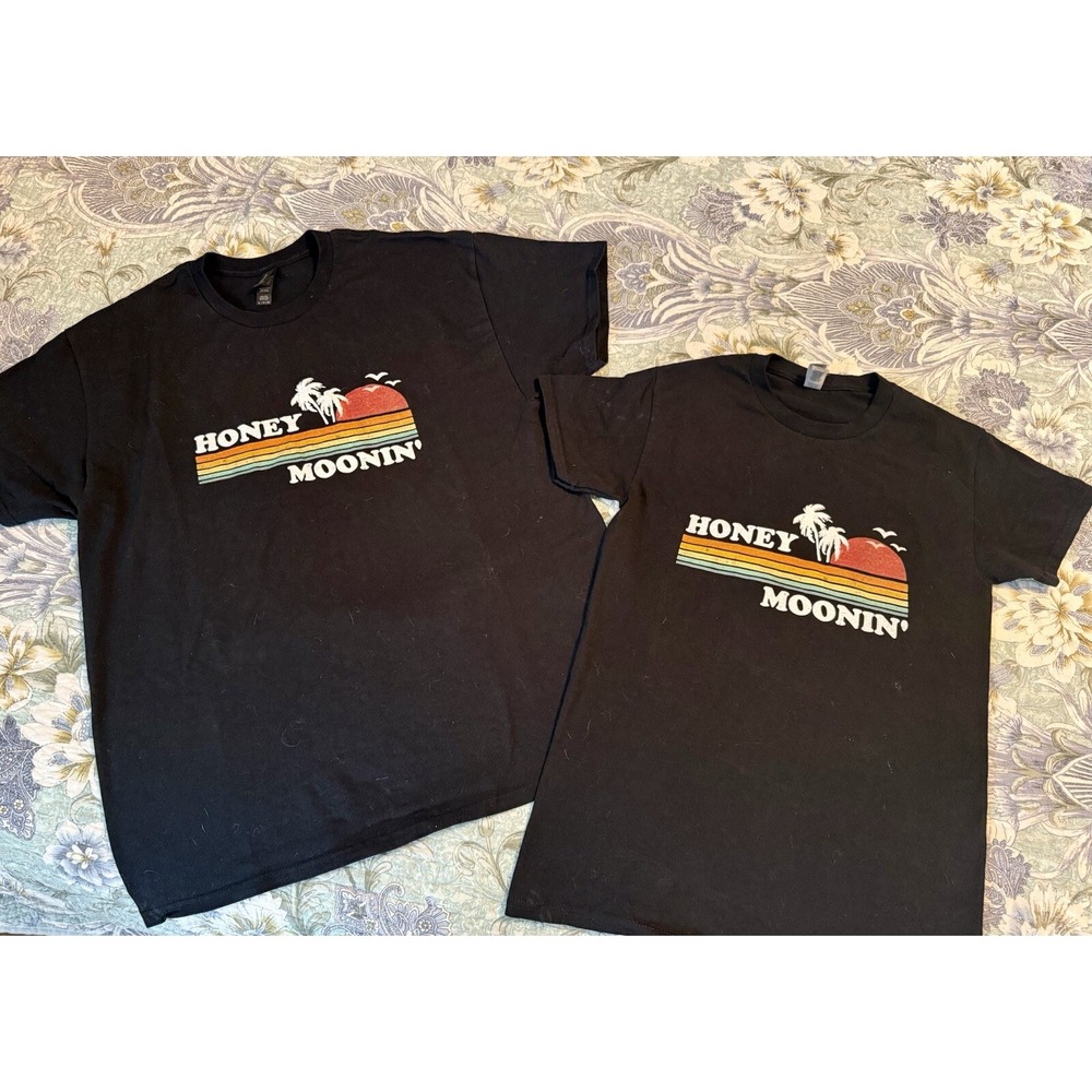 Matching Couples Honeymoon Wedding Tropical Bride Groom Beach T-Shirts Size S XL